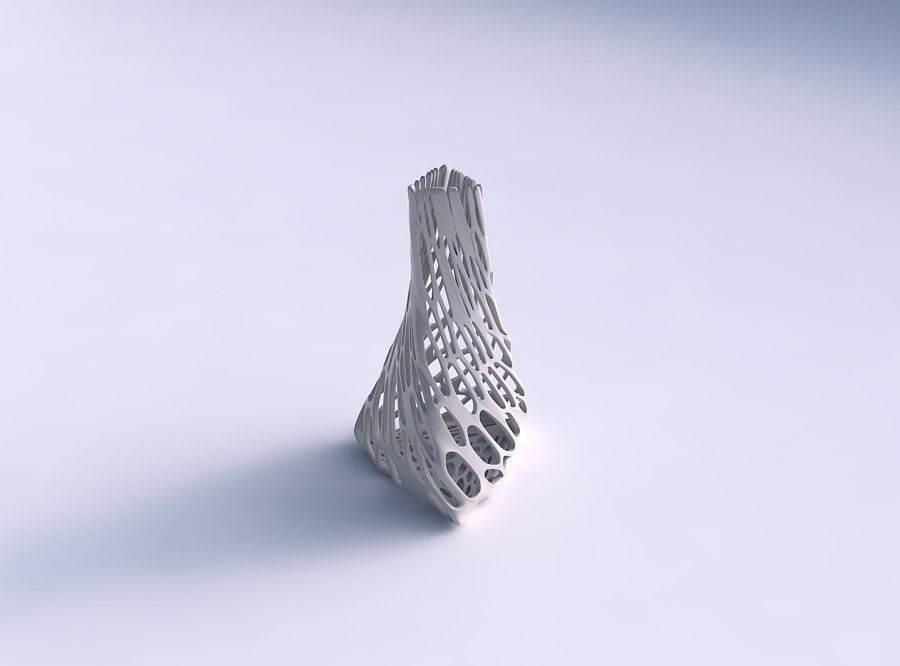 Vase twist tilted triangle with cracked and twisted organic l... 3D print model_0