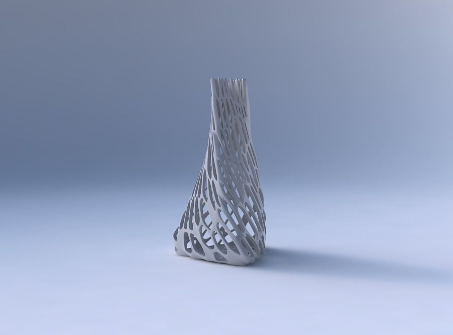 Vase twist tilted triangle with cracked and twisted organic l... 3D print model_4
