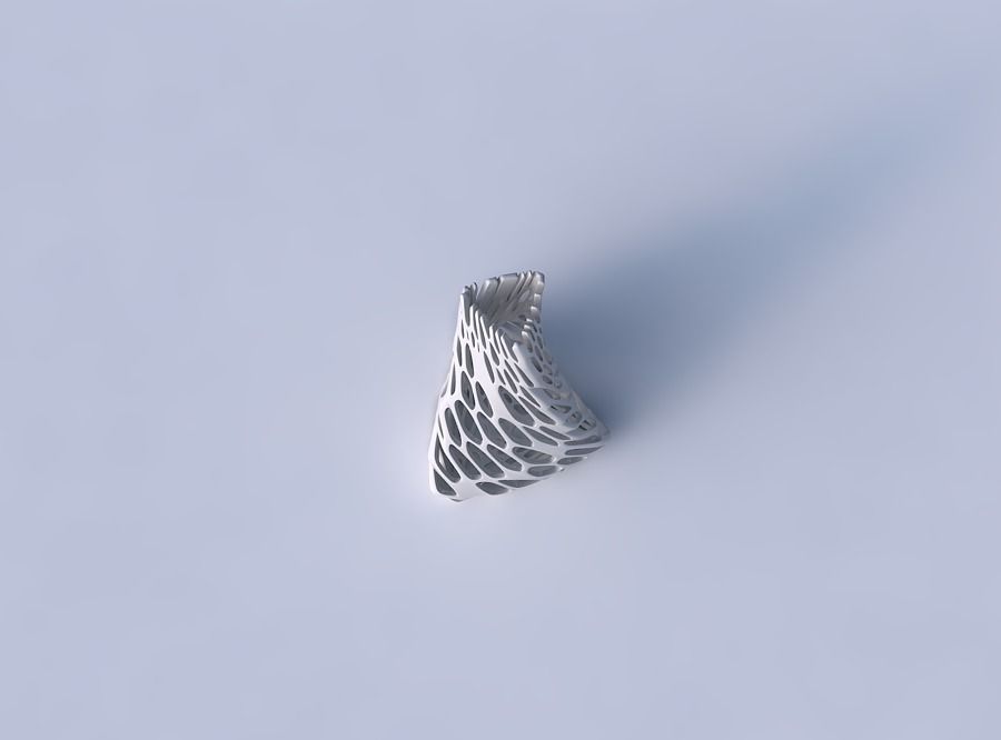 Vase twist tilted triangle with cracked and twisted organic l... 3D print model_2