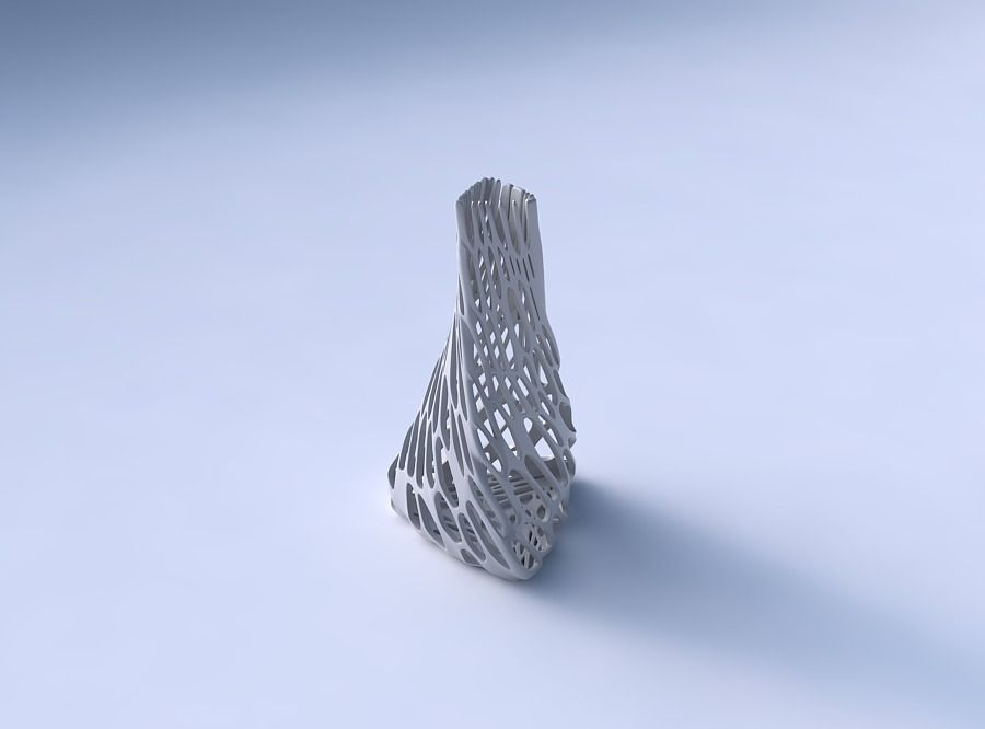 Vase twist tilted triangle with cracked and twisted organic l... 3D print model_3