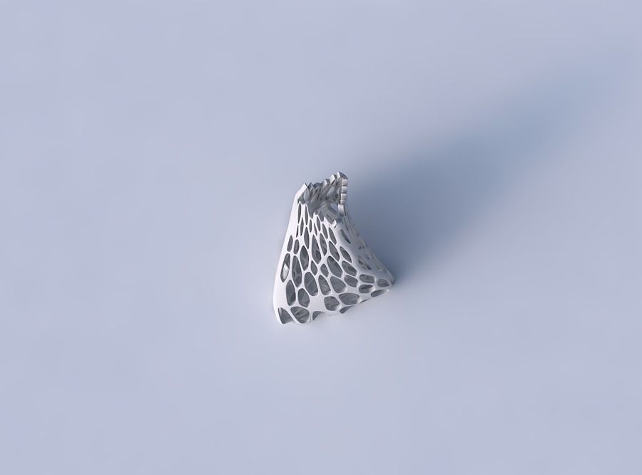 Vase twist tilted triangle with cracked organic lattice 3D print model_2