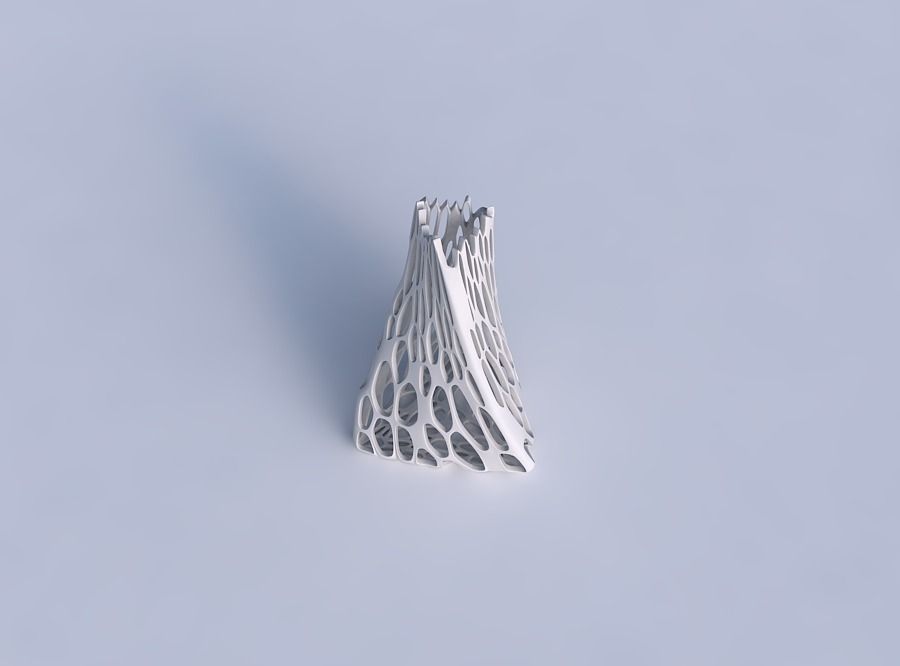 Vase twist tilted triangle with cracked organic lattice 3D print model_1