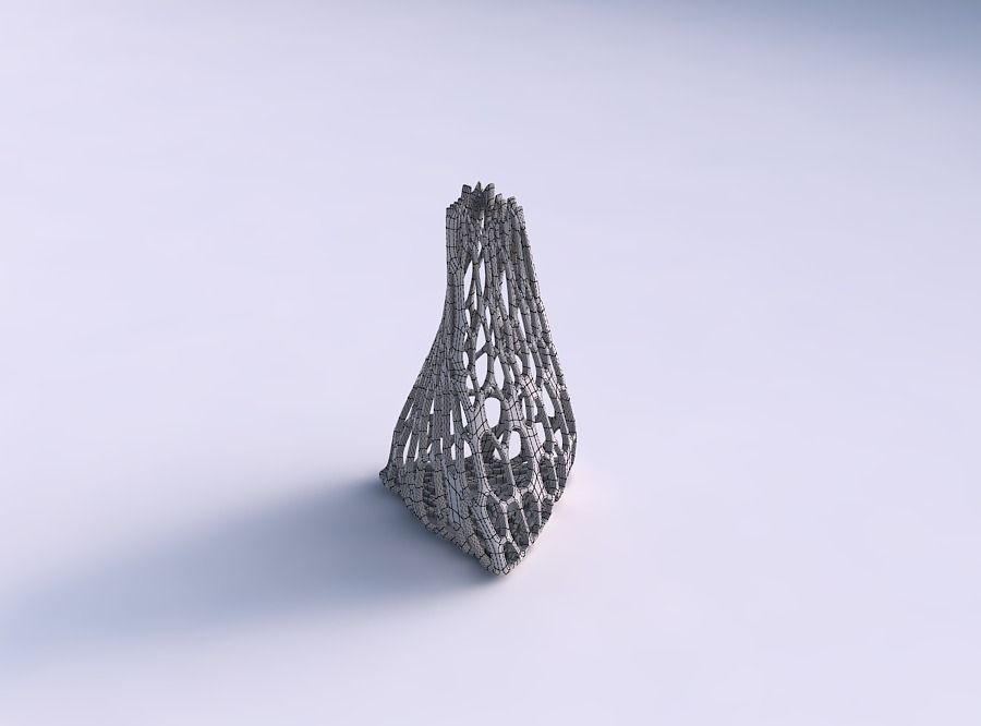 Vase twist tilted triangle with cracked organic lattice 3D print model_5