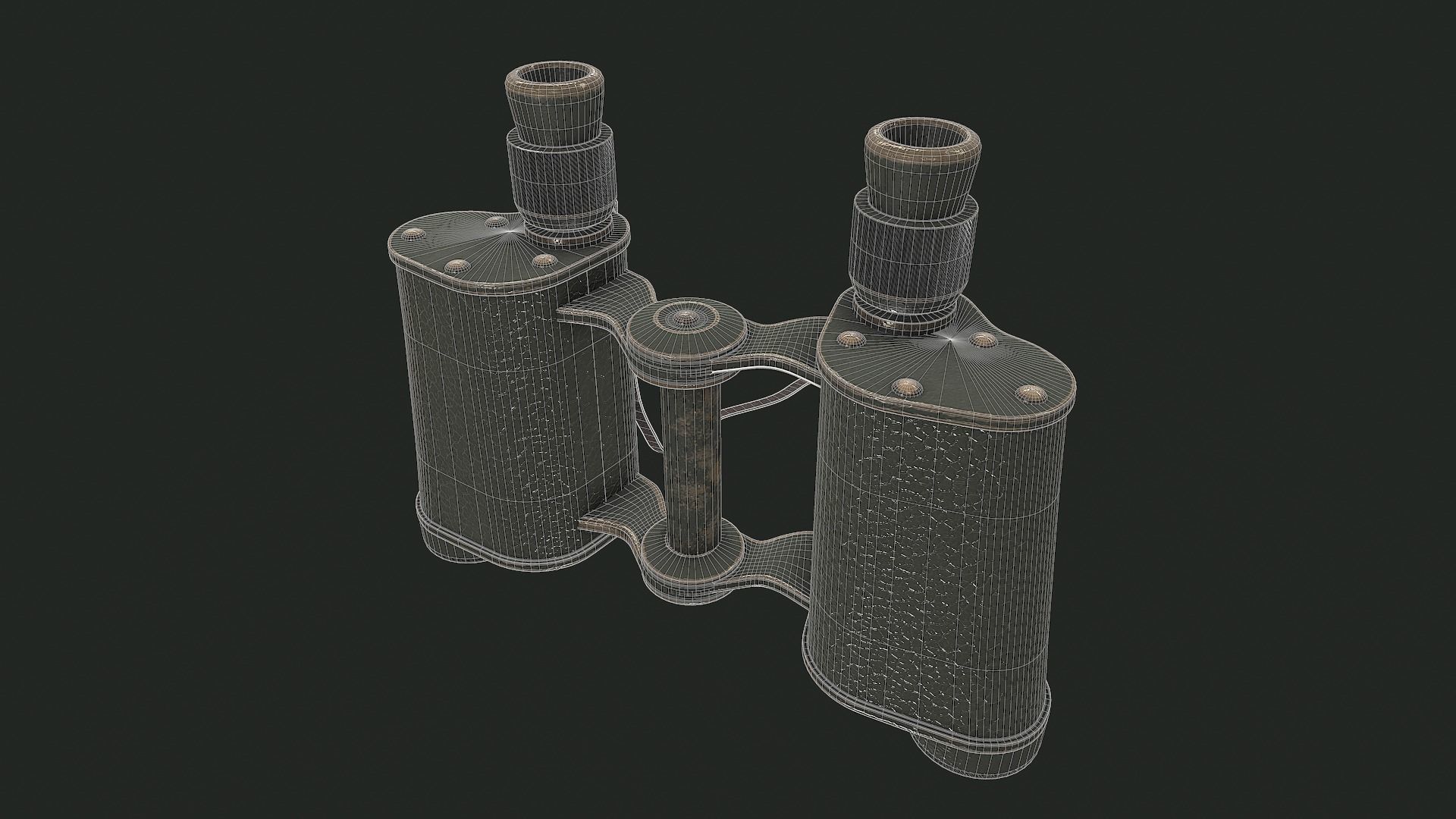 WWII Binoculars - Tutorial Included 3D model_11