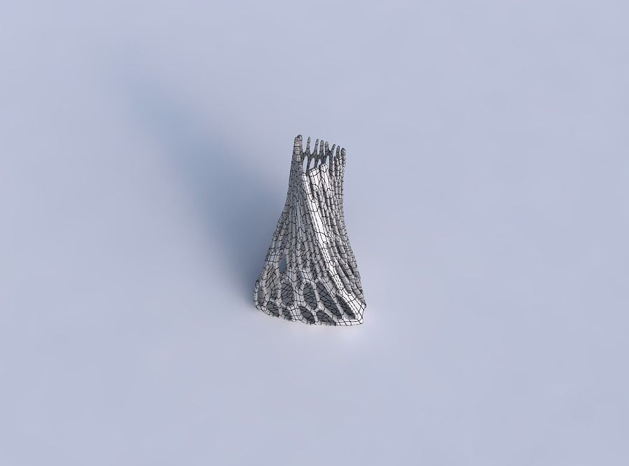 Vase twist tilted triangle with cracked organic lattice 2 3D print model_6