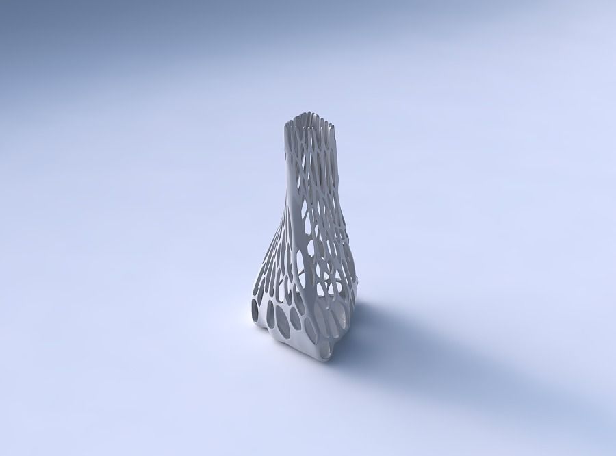 Vase twist tilted triangle with cracked organic lattice 2 3D print model_3