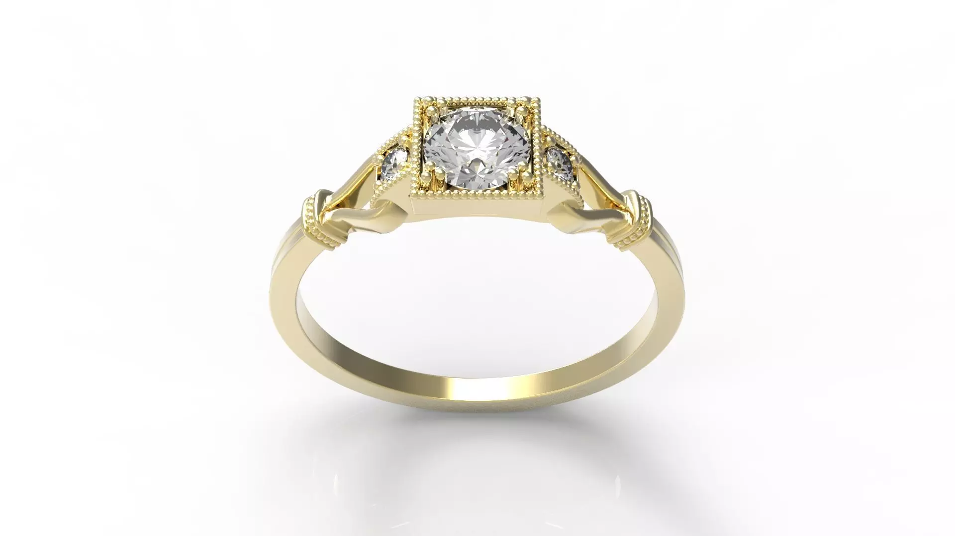 AQUAMARINE AND DIAMOND ENGAGEMENT RING ALL SIZE 3D print model