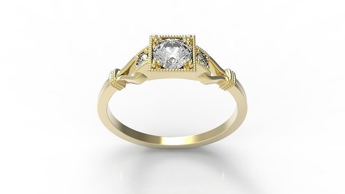 AQUAMARINE AND DIAMOND ENGAGEMENT RING ALL SIZE 3D print model
