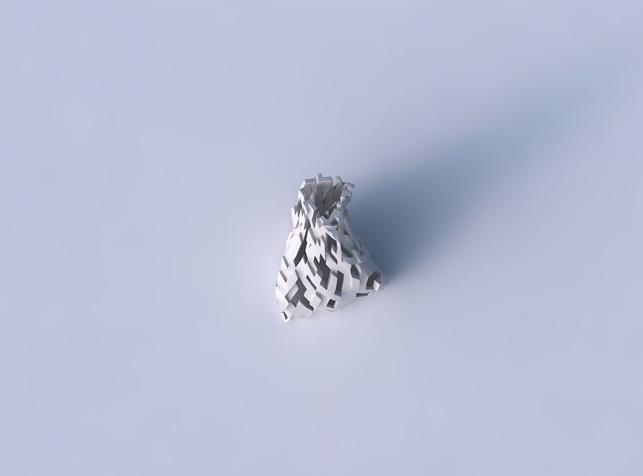 Vase twist tilted triangle with cuts and bulges 3D print model_2