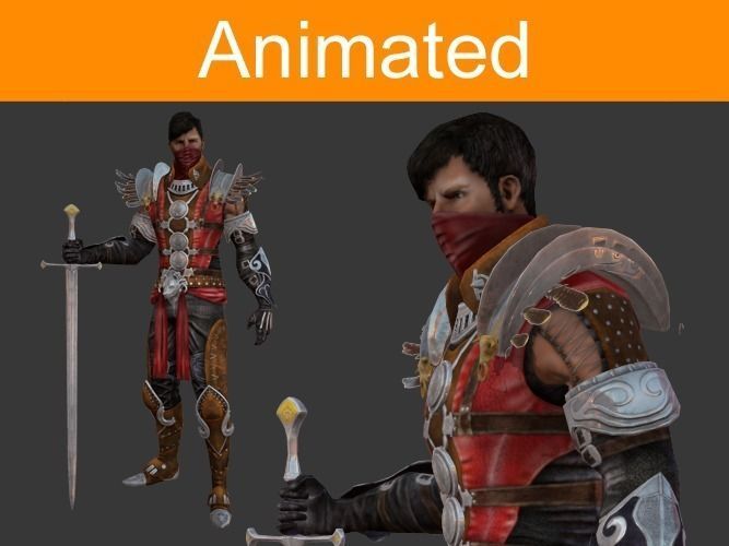 Character Warrior Low-poly 3D model_0