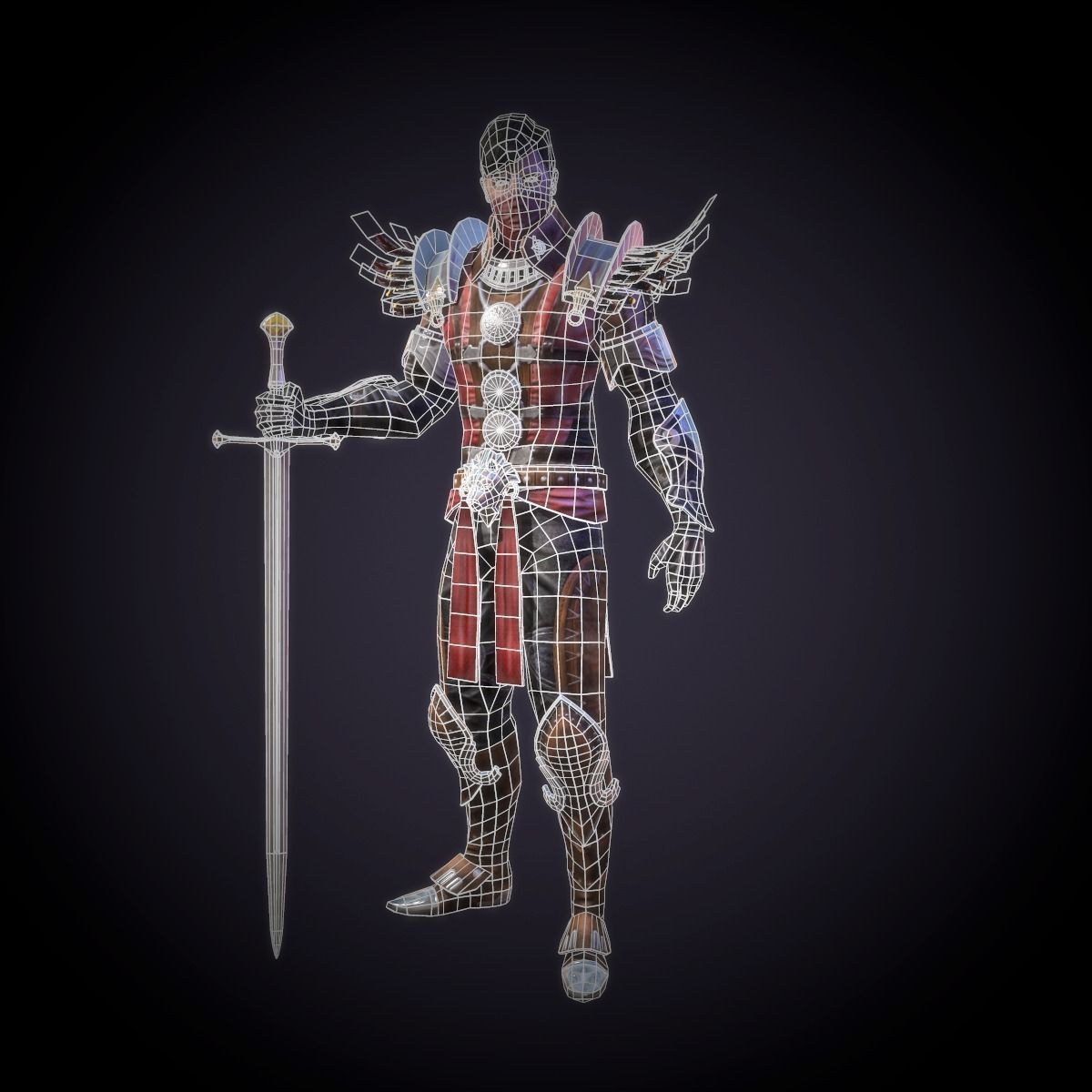 Character Warrior Low-poly 3D model_5