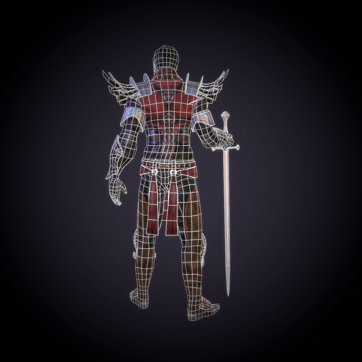 Character Warrior Low-poly 3D model_7