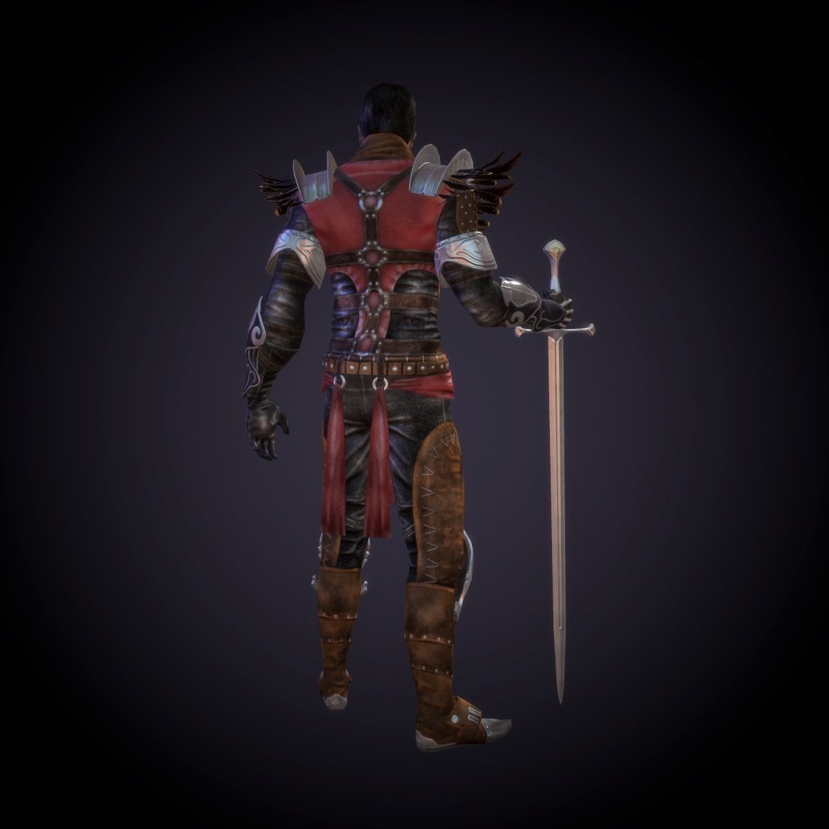 Character Warrior Low-poly 3D model_4