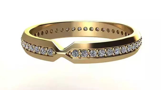 Diamond Nesting Narrow Band Ring 3D print model
