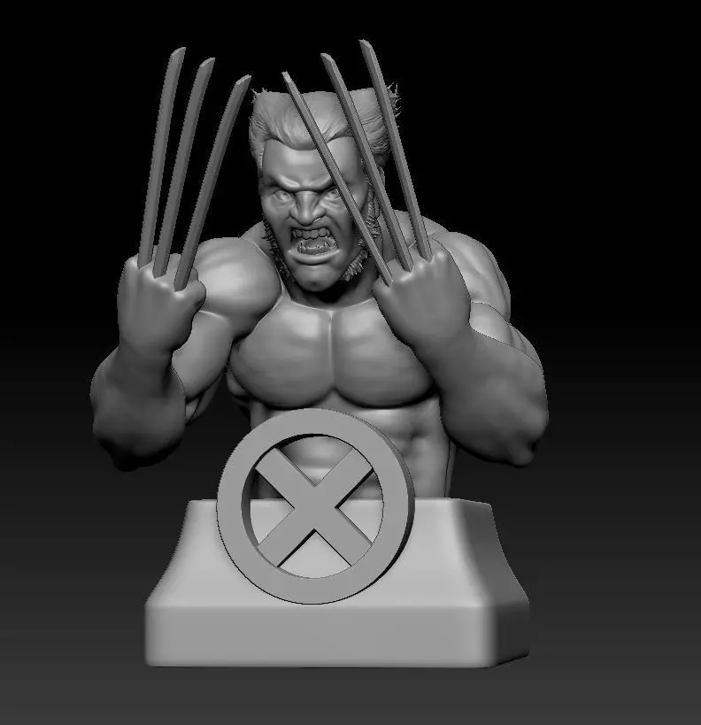 Wolverine bust with claws 3D print model