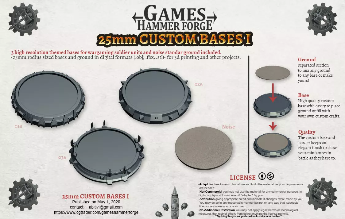 25mm Custom Bases 1 3D print model