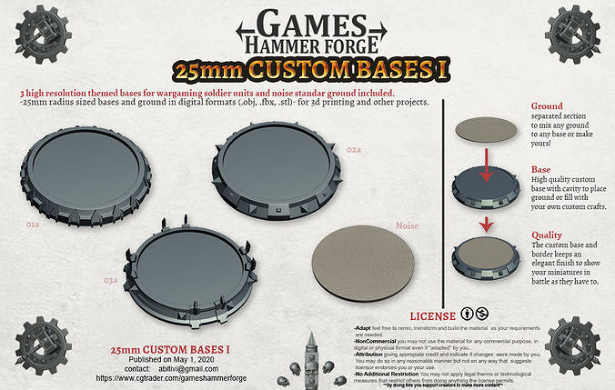 25mm Custom Bases 1 3D print model