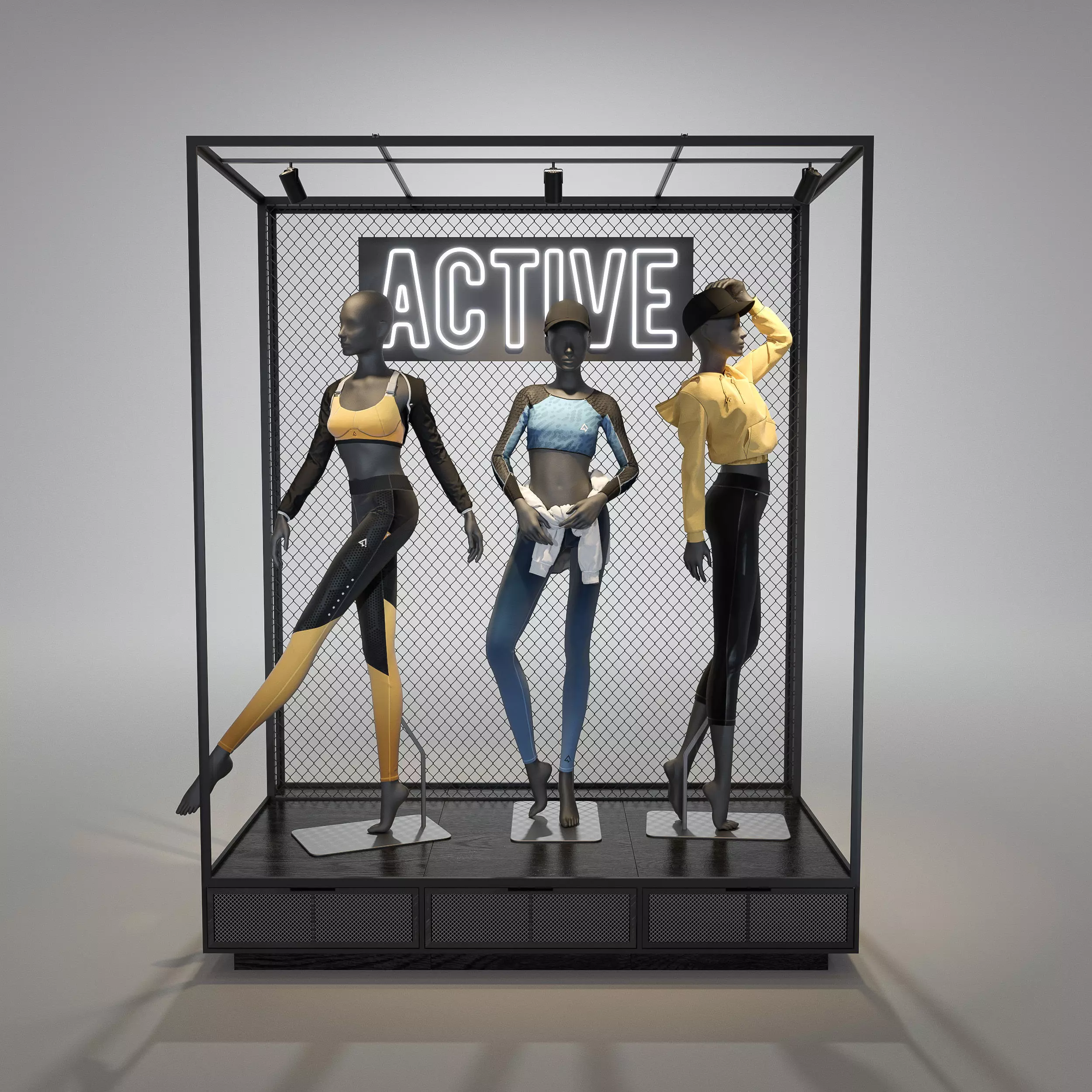 Sportswear female mannequin 3D model_0