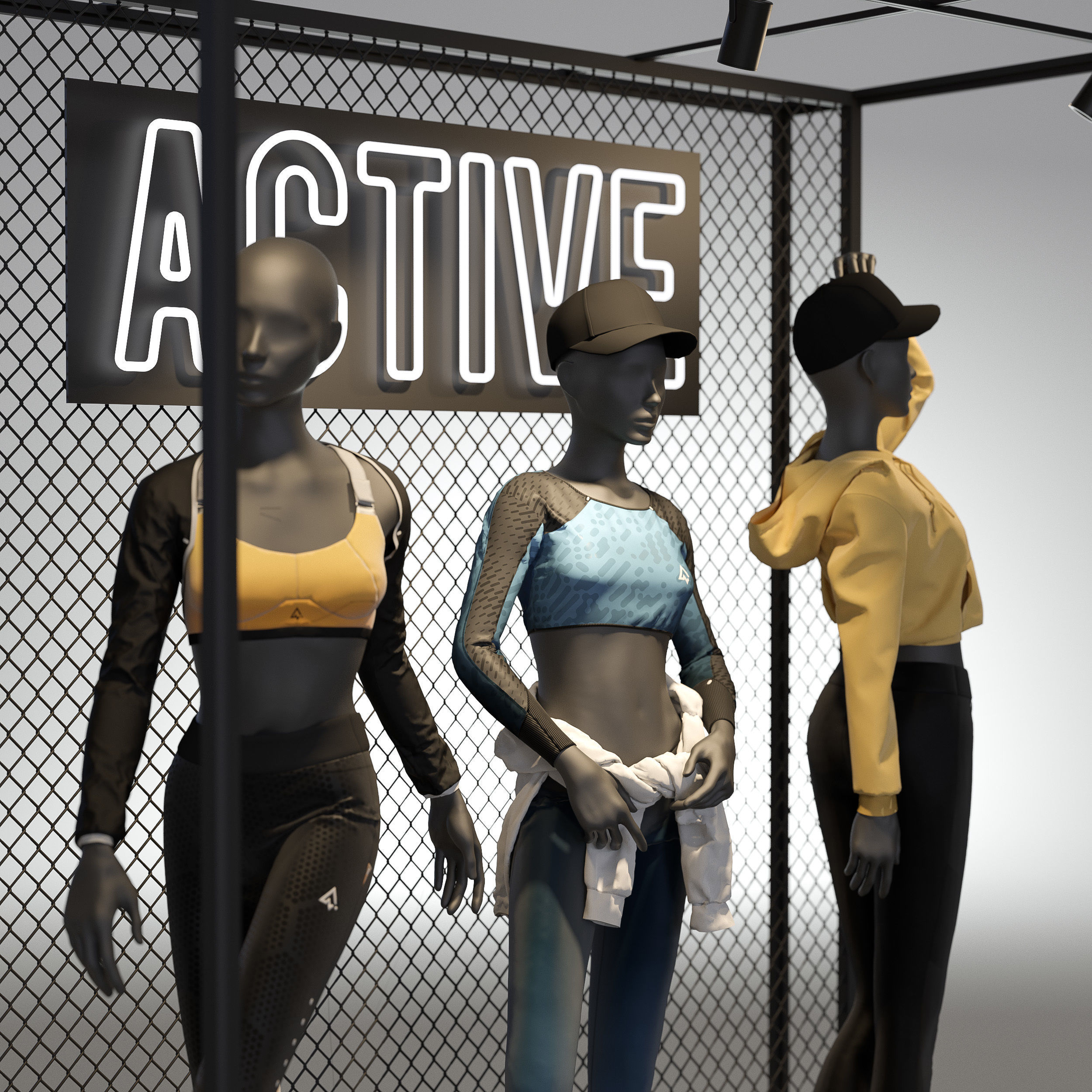Sportswear female mannequin 3D model_2