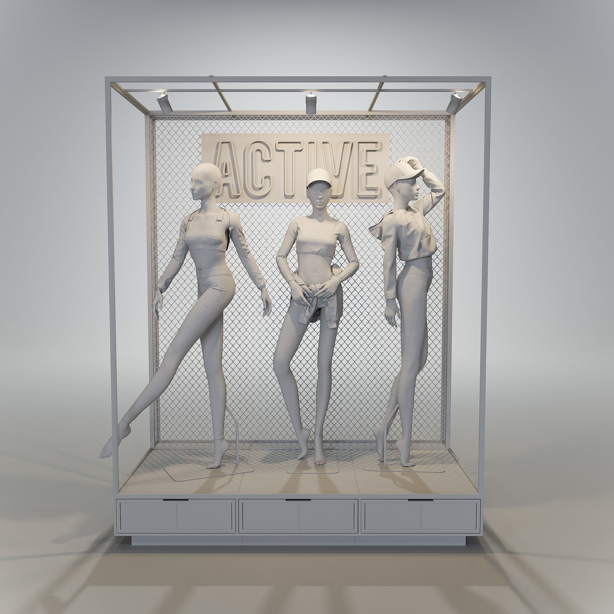 Sportswear female mannequin 3D model_1