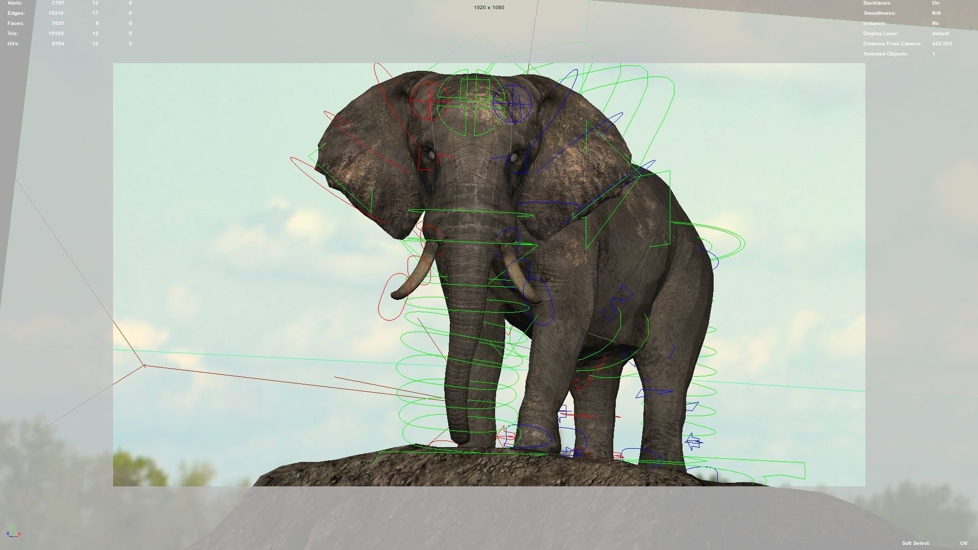 African Elephant Rigged model Low-poly 3D model_17