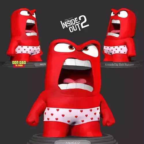 Anger with shorts - Inside Out 2 Fanart 3D print model