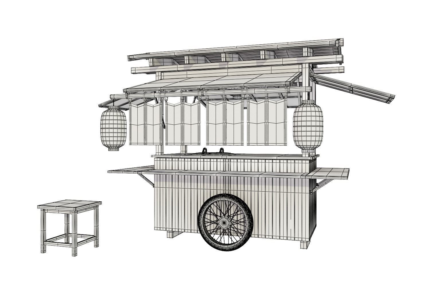 Ramen stall 3D model_1