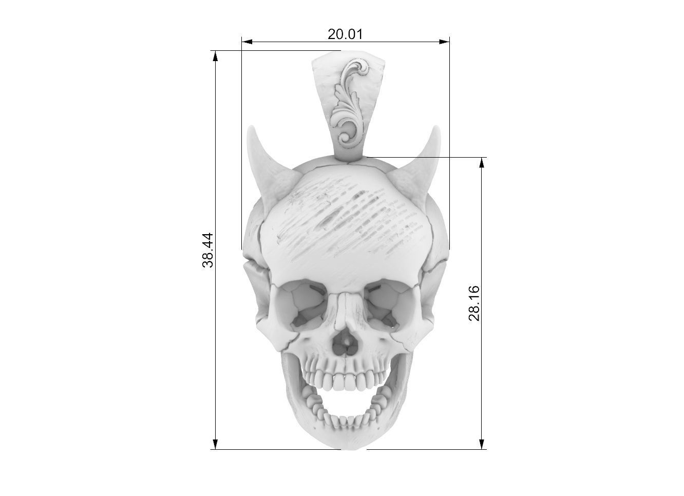 Skull pendant with horns jewelry 3d model  3D print model_1