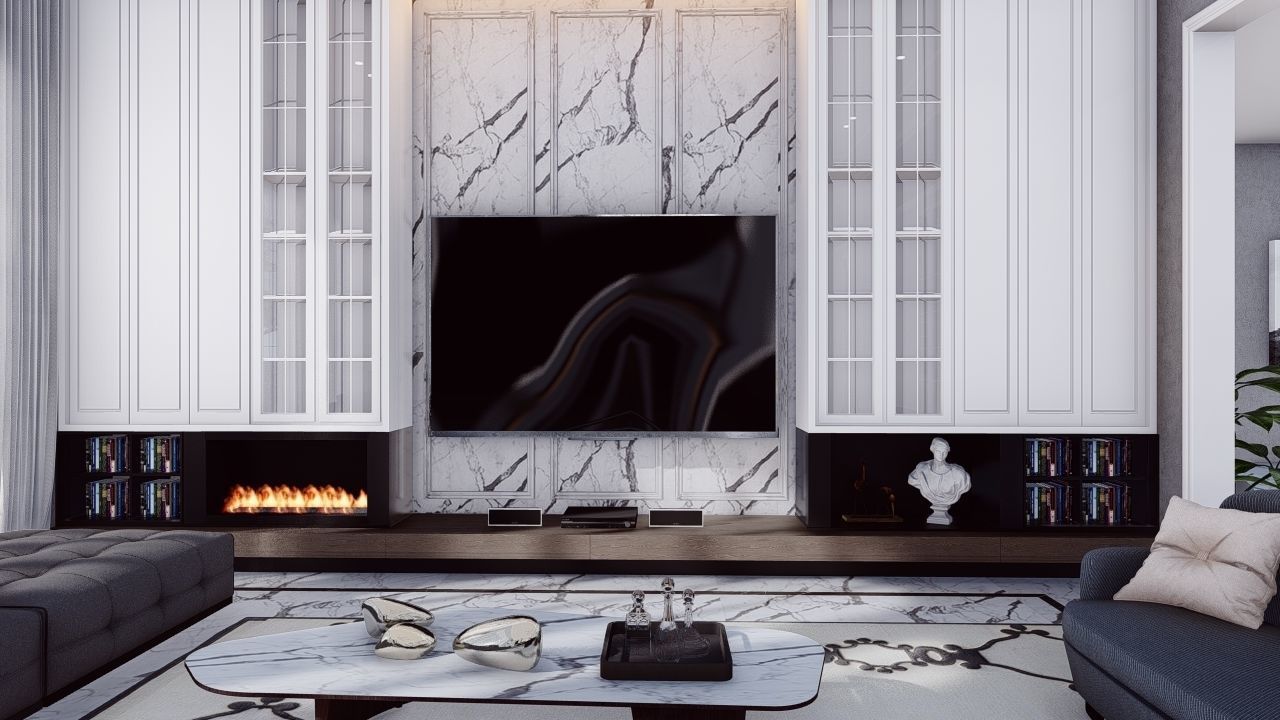 Lumion 10 Interior Living with Kitchen Scene 3D model_1