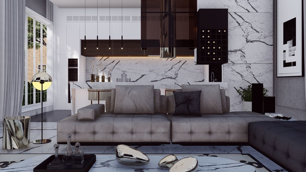 Lumion 10 Interior Living with Kitchen Scene 3D model_3