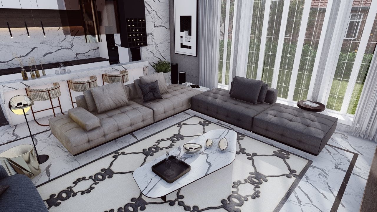 Lumion 10 Interior Living with Kitchen Scene 3D model_4