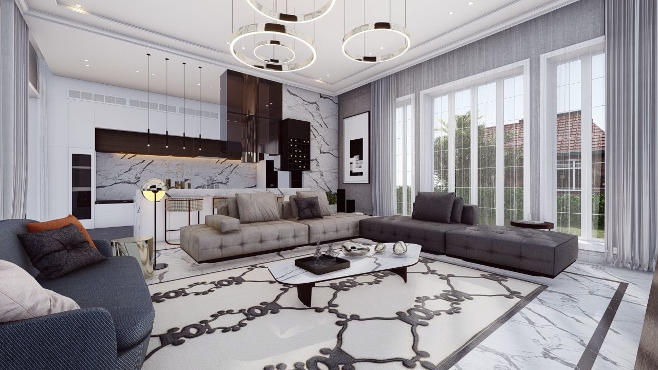 Lumion 10 Interior Living with Kitchen Scene 3D model_2