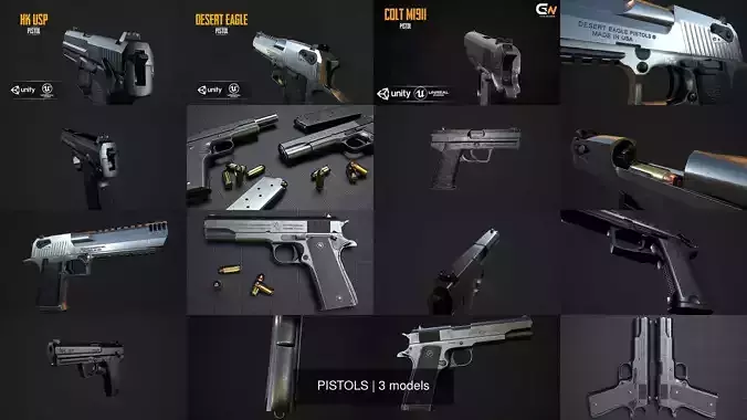 PISTOLS ops weapons pack 3D Model Collection