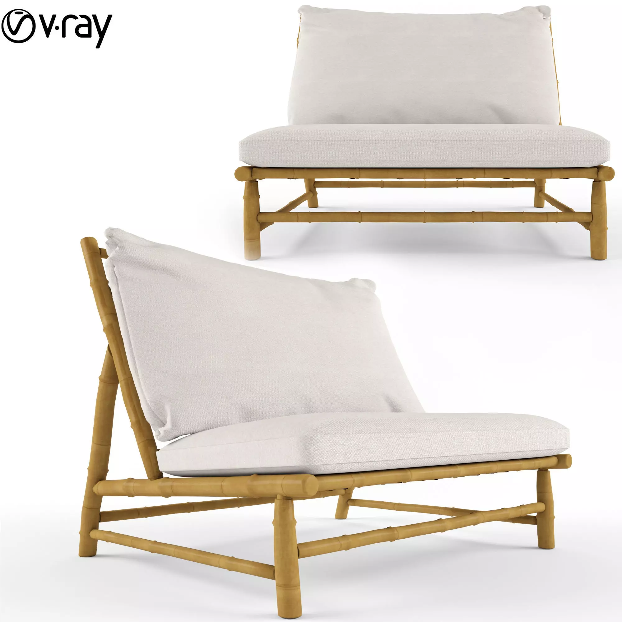 TineKhome Tre lounge chair with cushion 3D model_0