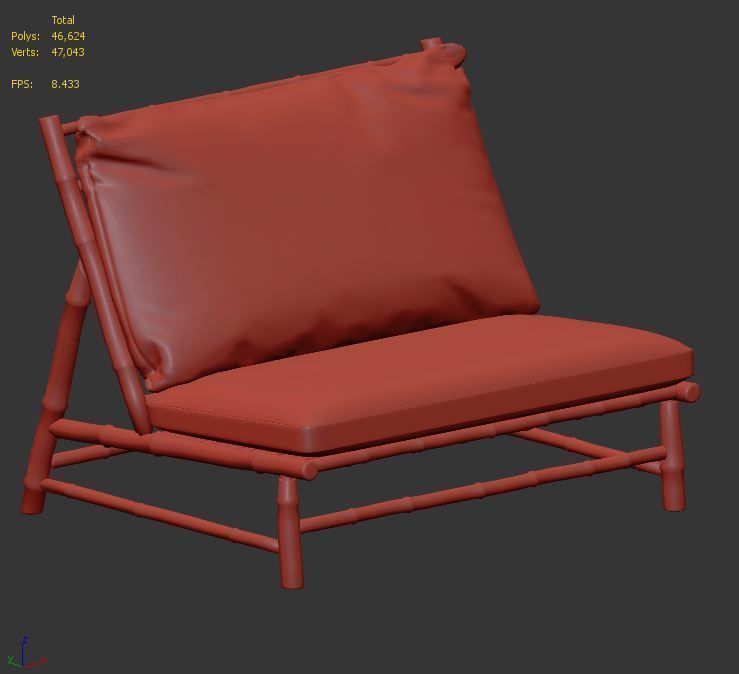 TineKhome Tre lounge chair with cushion 3D model_3