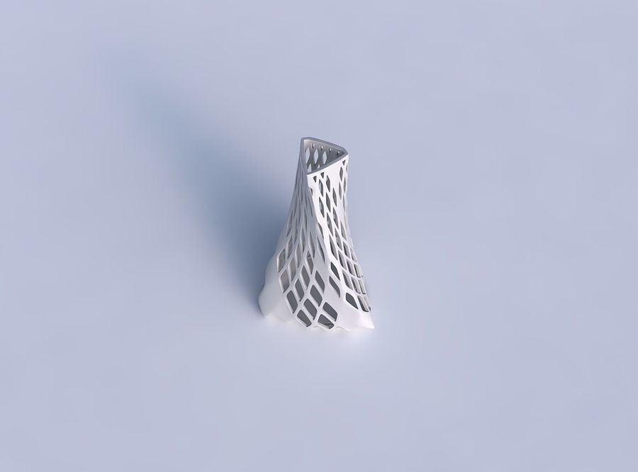 Vase twist tilted triangle with diagonal grid lattice 3 3D print model_1