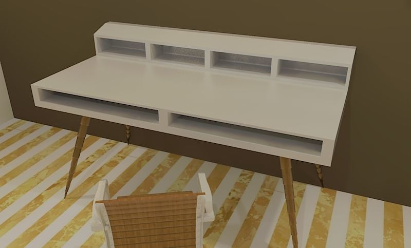 Study Table Free 3D model_4