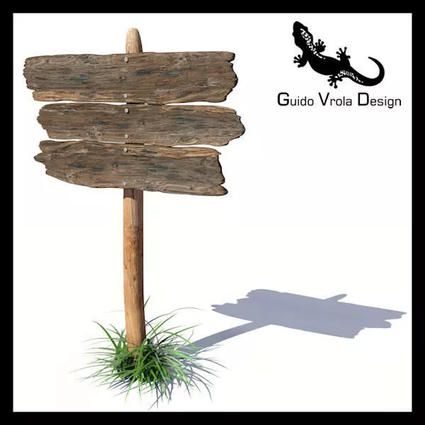 Old wood board 3D model_0