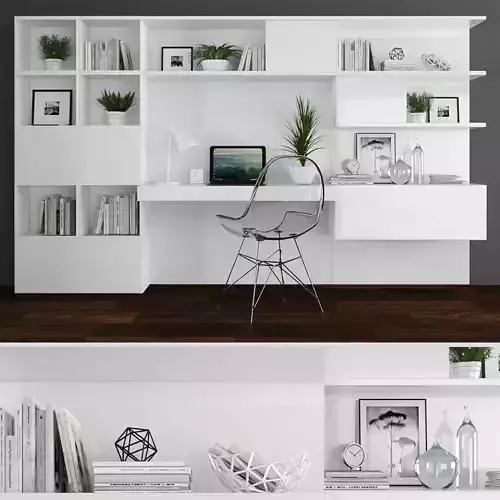 Workplace modern home office design Low-poly 3D model
