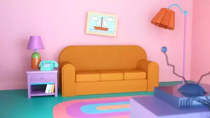 The Simpsons couch scene 3D model 3D model