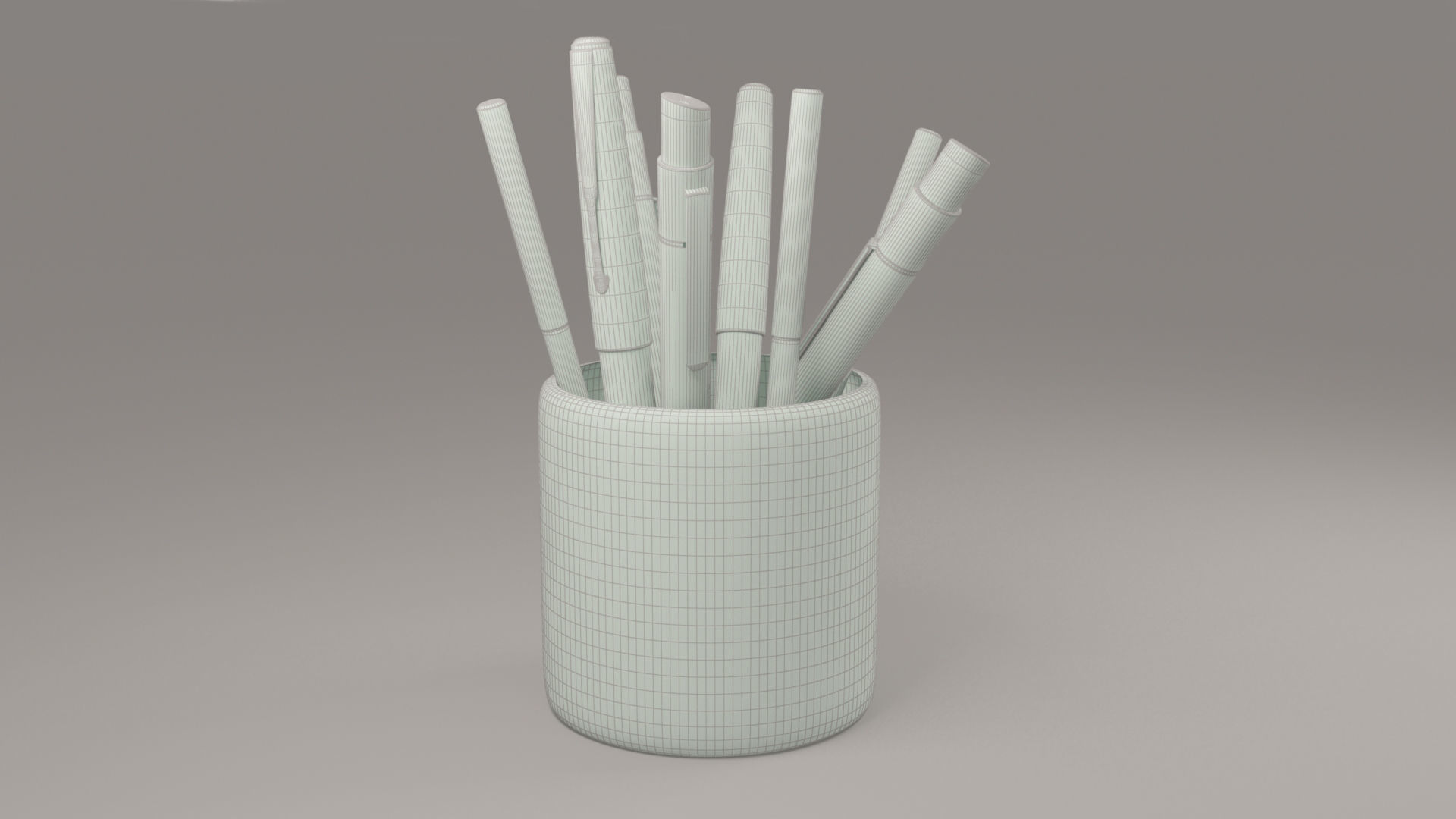 Pen holder with pencils 3D model_4