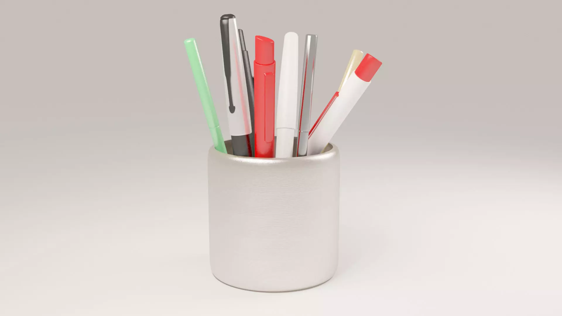 Pen holder with pencils 3D model_0