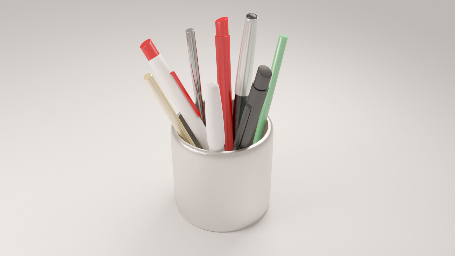 Pen holder with pencils 3D model_2