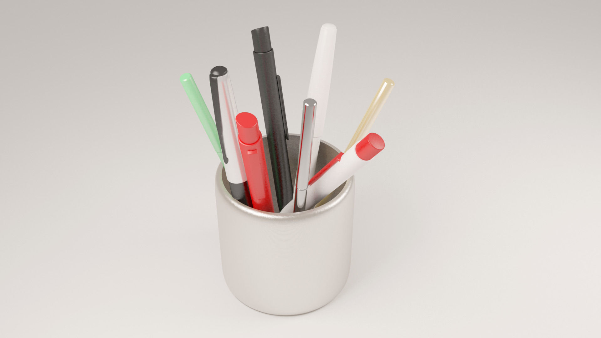 Pen holder with pencils 3D model_1