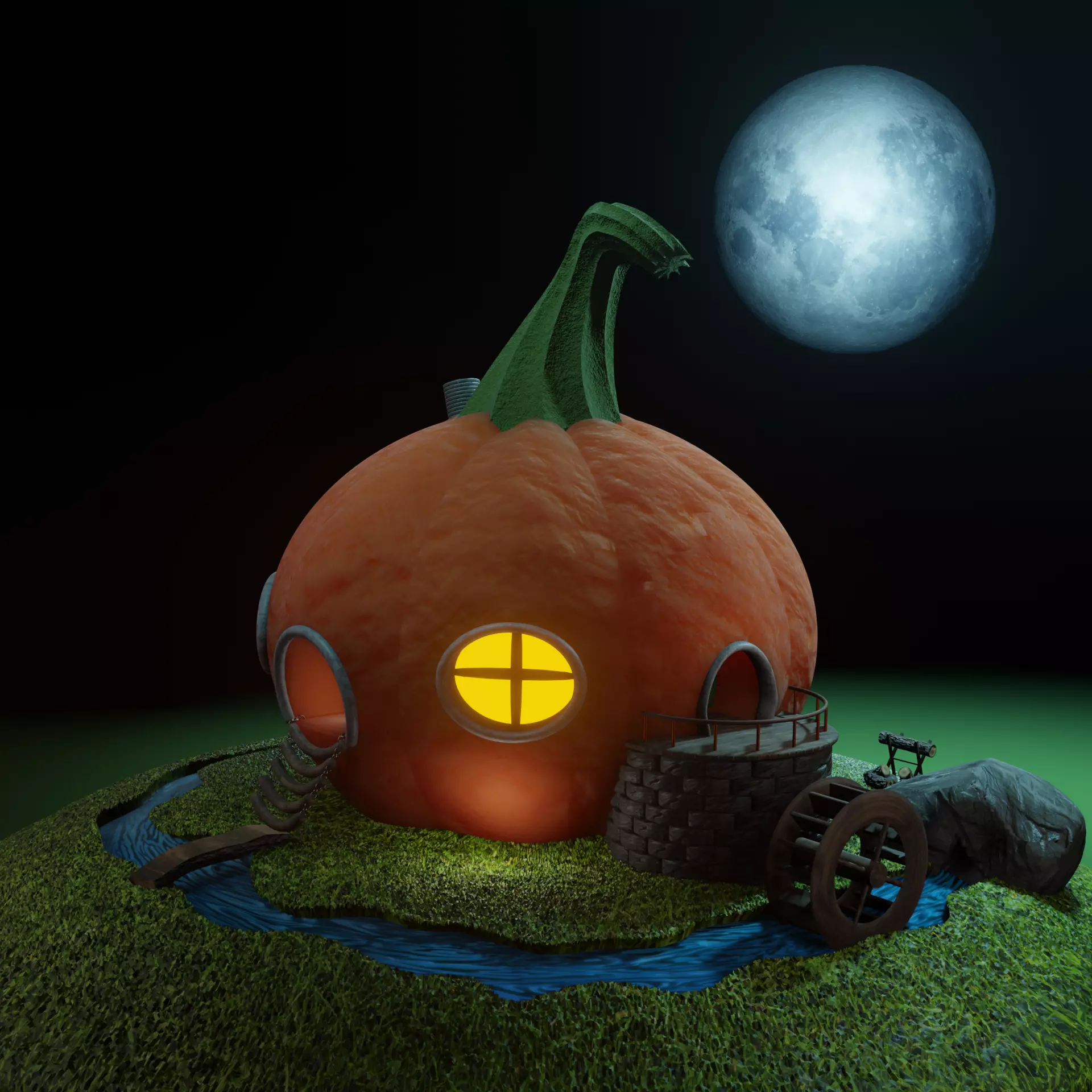 Pumpkin house now not available need some fix  3D model_0