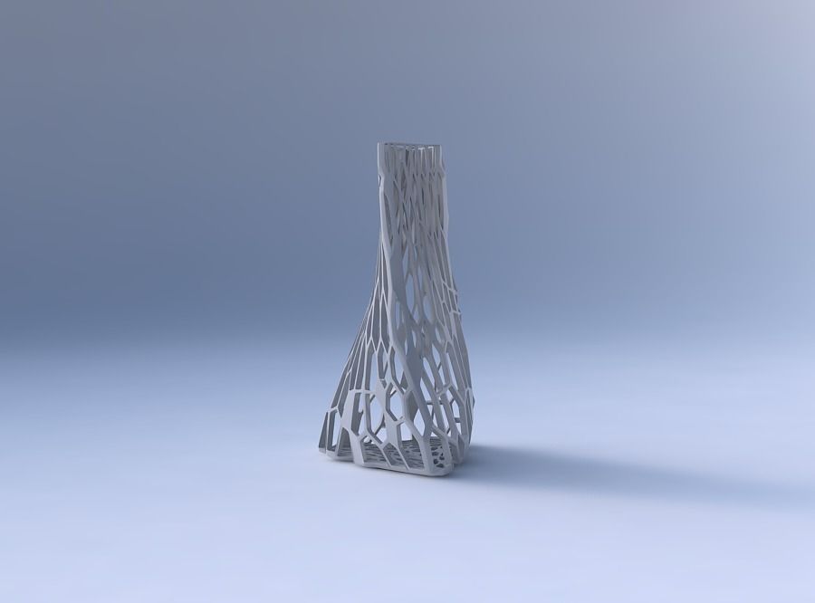 Vase twist tilted triangle with faceted organic lattice 3D print model_4