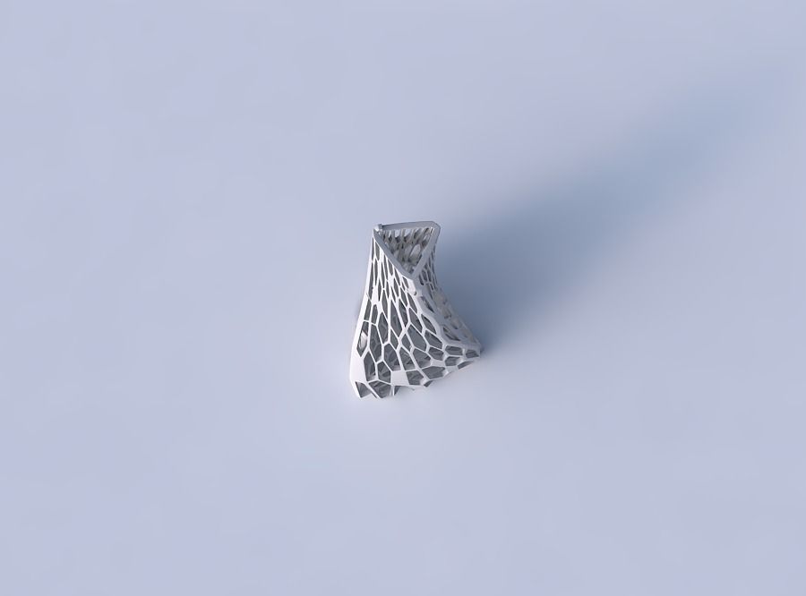 Vase twist tilted triangle with faceted organic lattice 3D print model_2