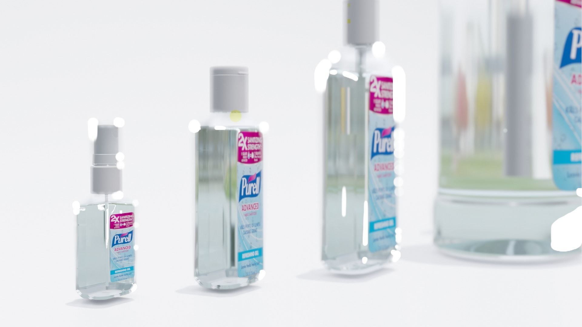 Bottles With Antiseptic Disinfectant Low-poly 3D model_8