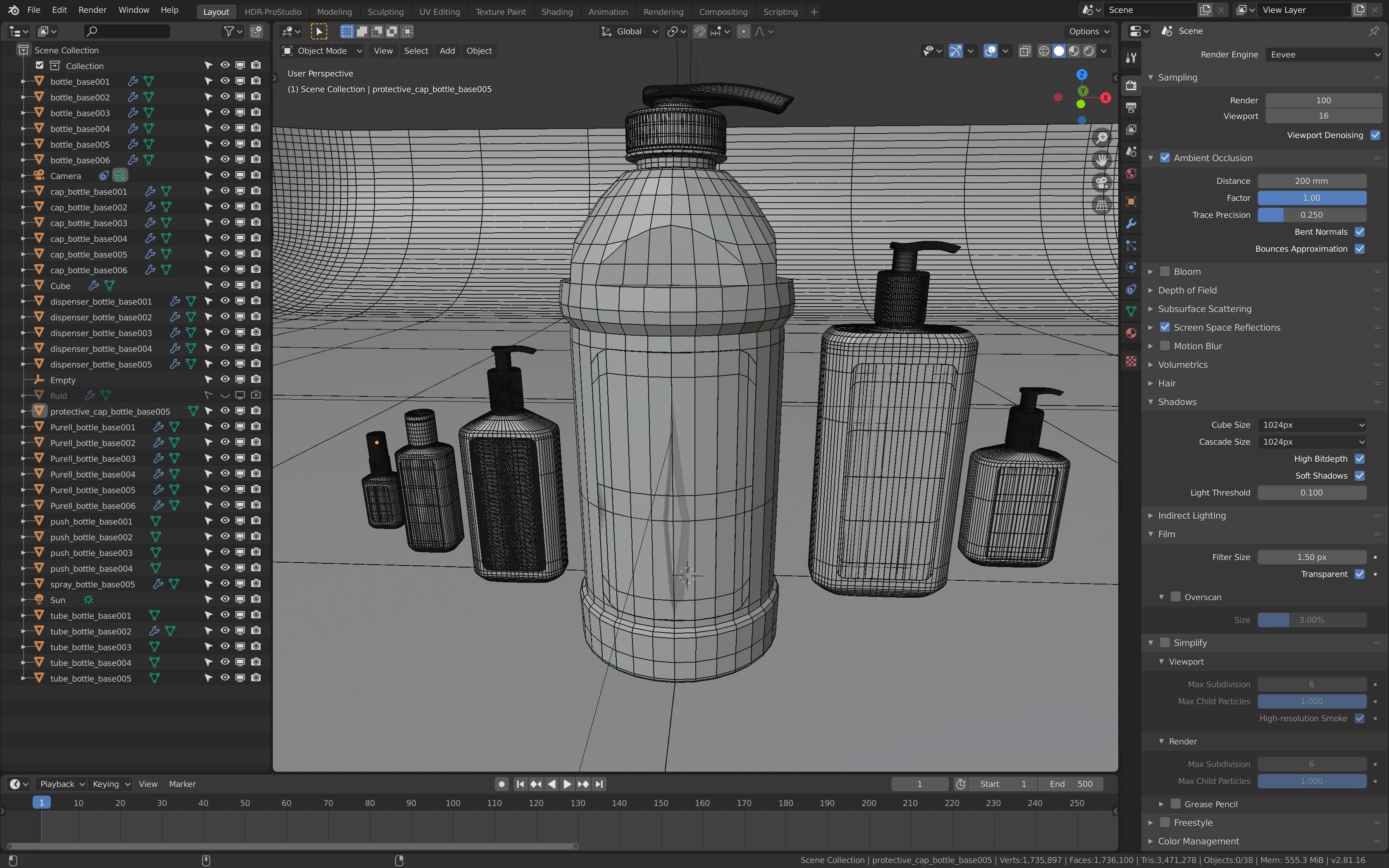 Bottles With Antiseptic Disinfectant Low-poly 3D model_13