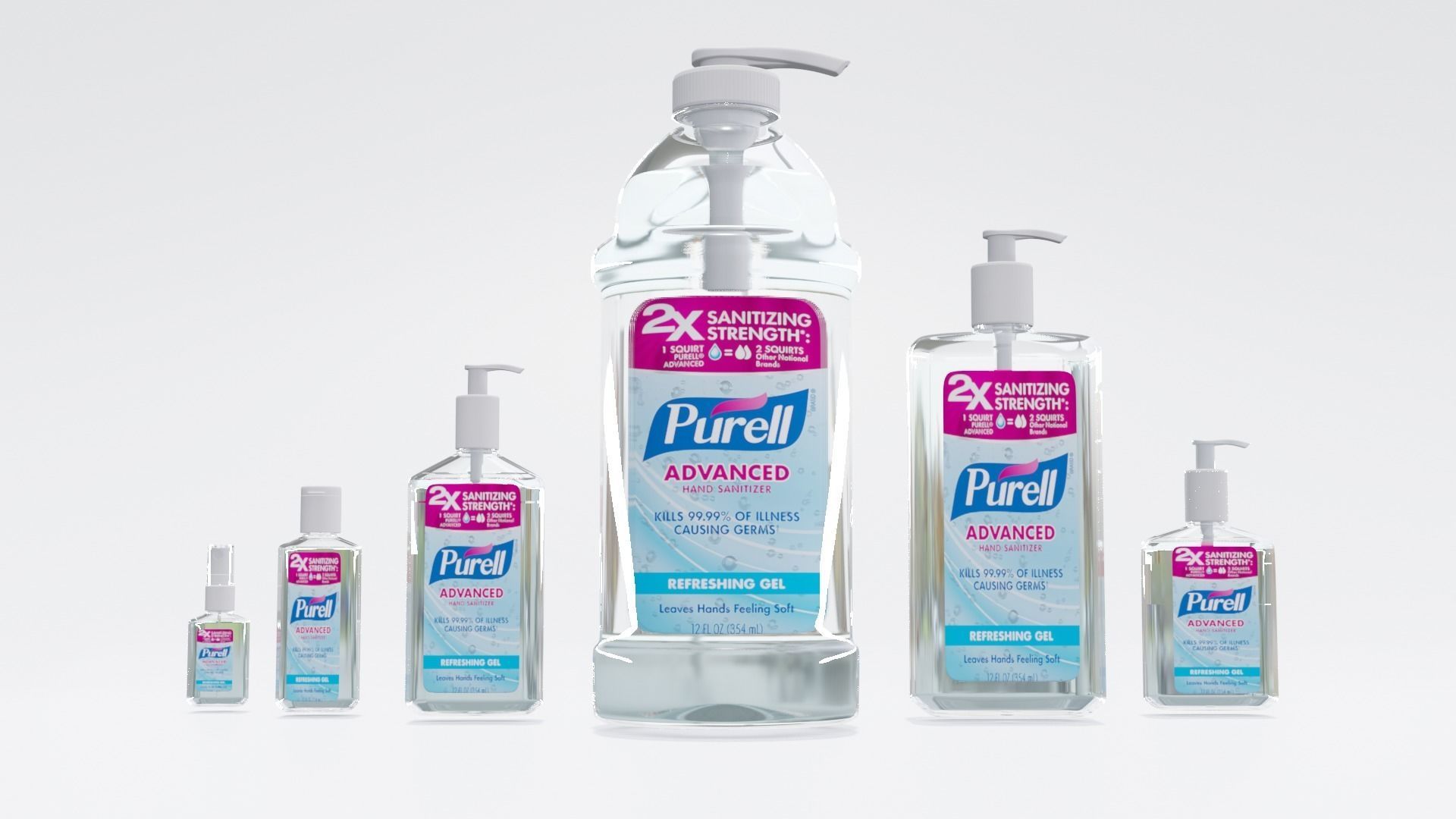 Bottles With Antiseptic Disinfectant Low-poly 3D model_3